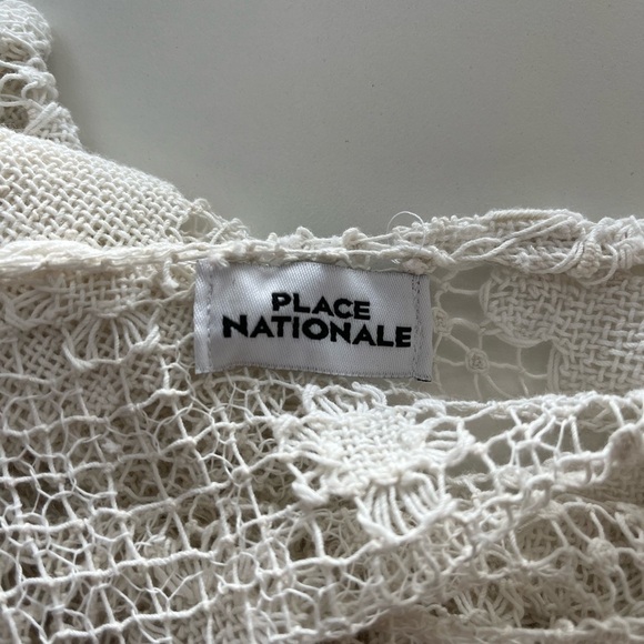 PLACE NATIONALE Antique French Cotton Crochet Lace Cover Up Midi Dress - Picture 9 of 10